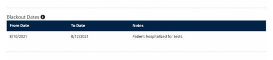 Partial image of the Authorization page showing View-Only sample data in the Blackout Dates section